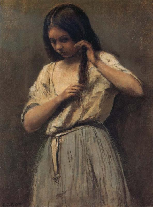 Girl Peninandose, Corot Camille